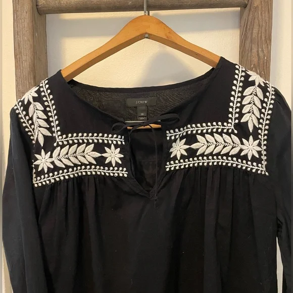 J Crew black and white embroidered cotton shirt - Picture 2 of 5